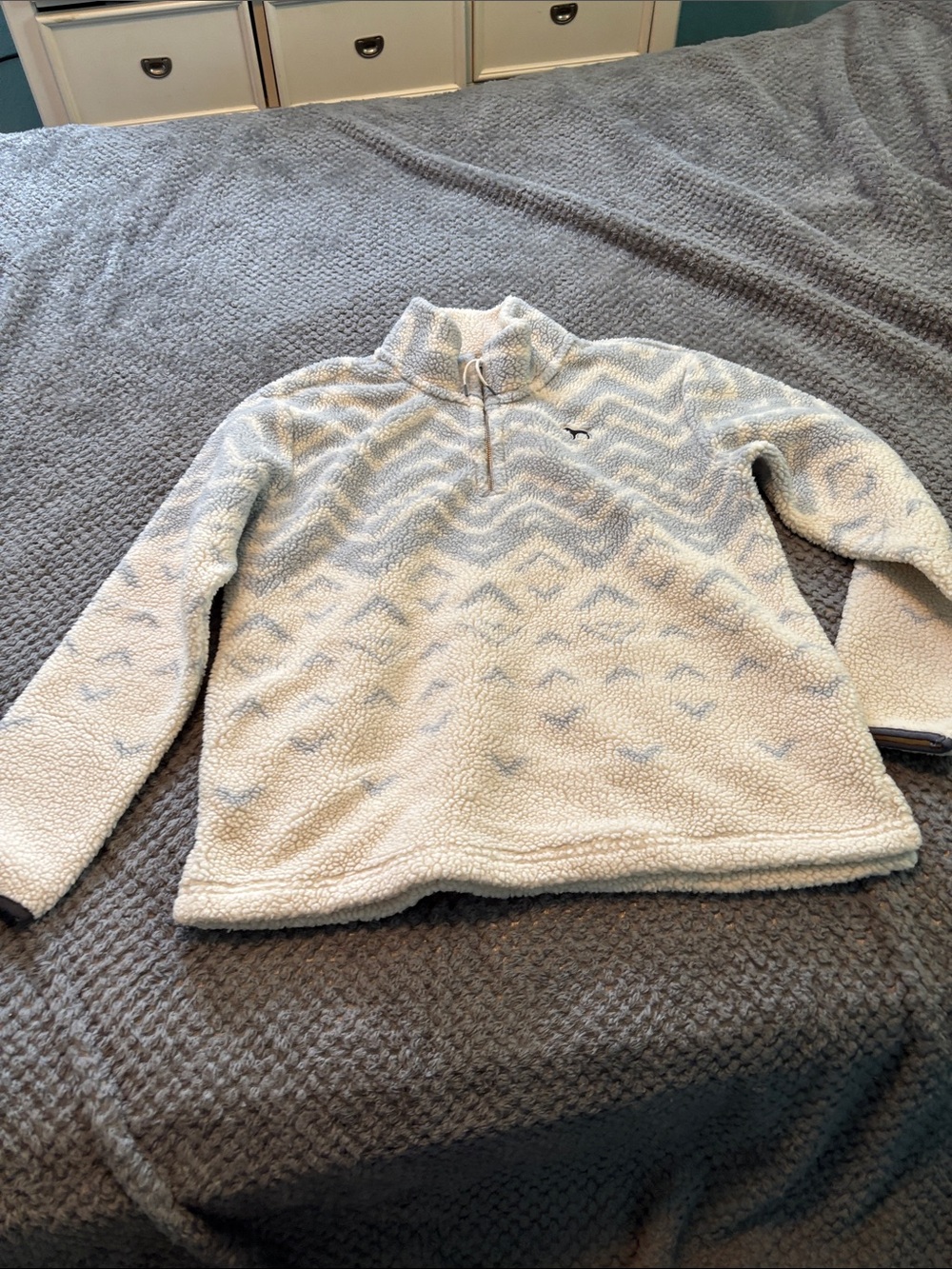 Womens size M Pink Light Gray Sherpa Half-Zip Sweater